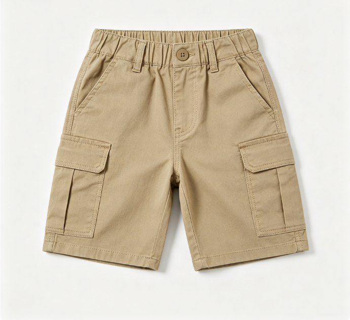 Kids Boys Elastic Waist Cotton Cargo Shorts