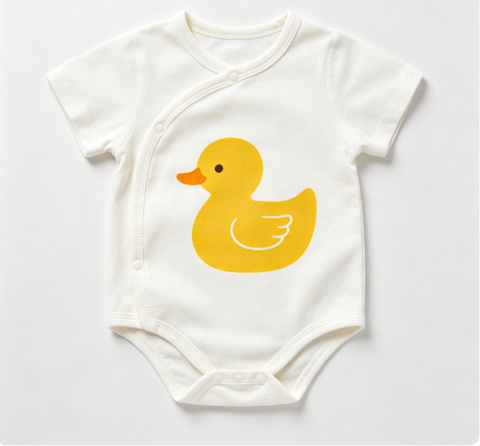 Baby Boys Yellow Duck Print Cotton Romper